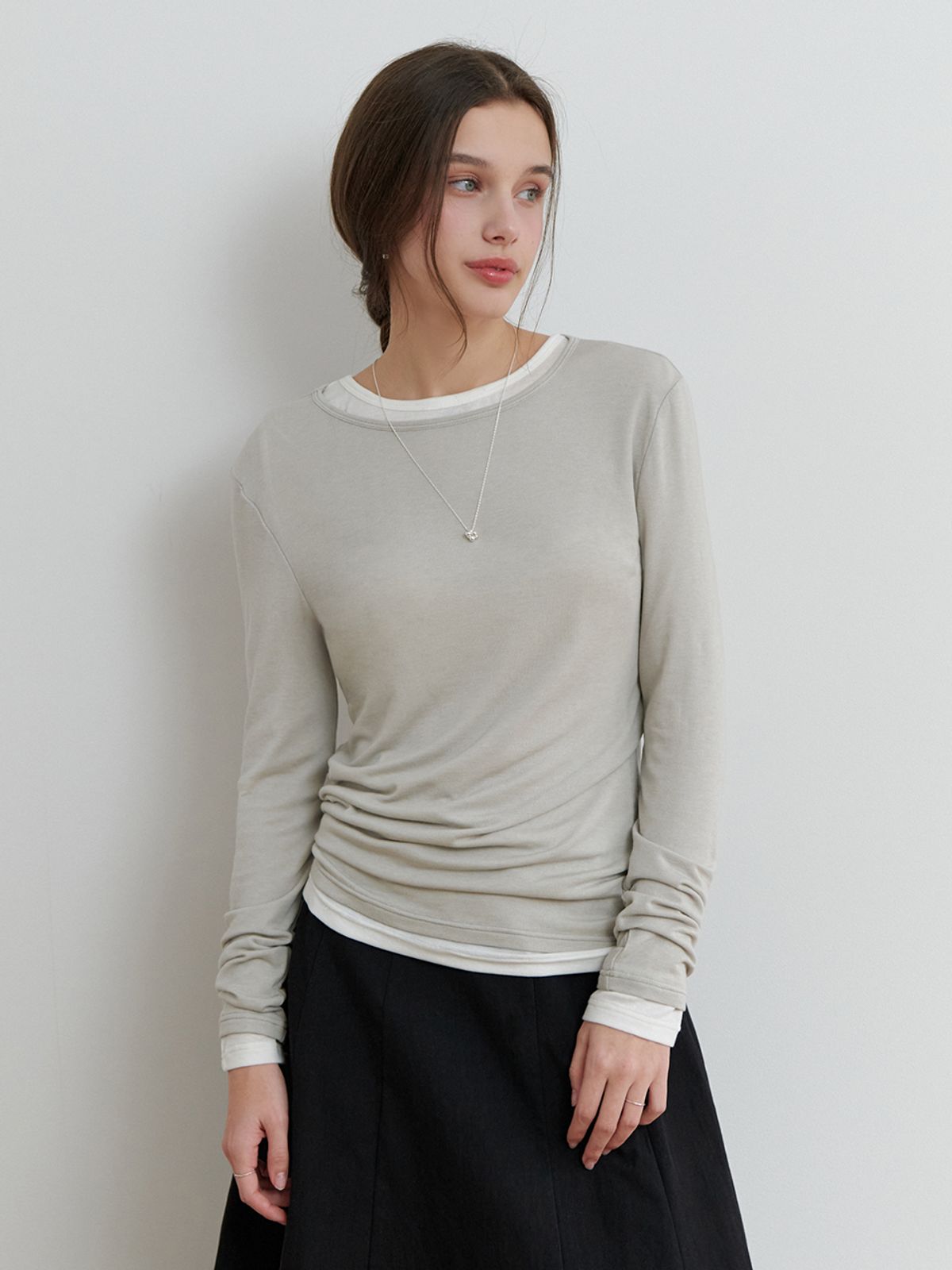 리엘(RE L) Smoothie tencel t-shirt (sage)