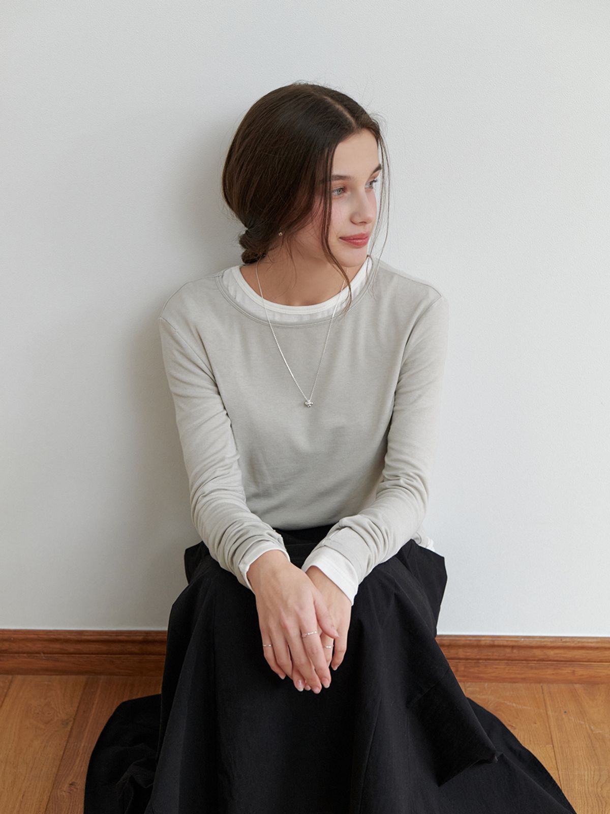 리엘(RE L) Smoothie tencel t-shirt (sage)
