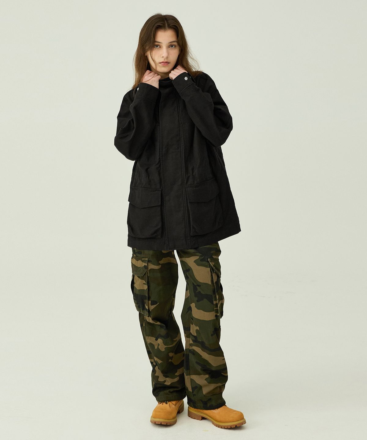 맥우드건(MAGOODGAN) 사파리 5311 사틴코튼 오버핏 블랙 야상재킷