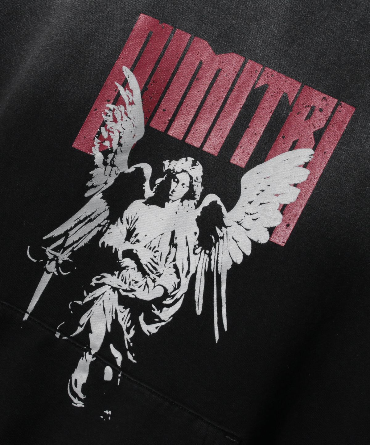 디미트리블랙(DIMITRI BLACK) 아트웍 페이드 워싱 후드 티셔츠_피그먼트 차콜