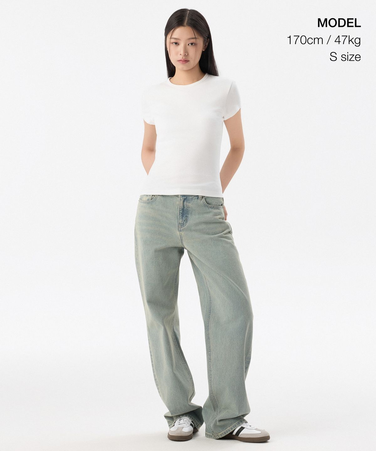 무신사 스탠다드 우먼(MUSINSA STANDARD WOMAN) 우먼즈 슬림 크루 넥 브라 티셔츠 [화이트]