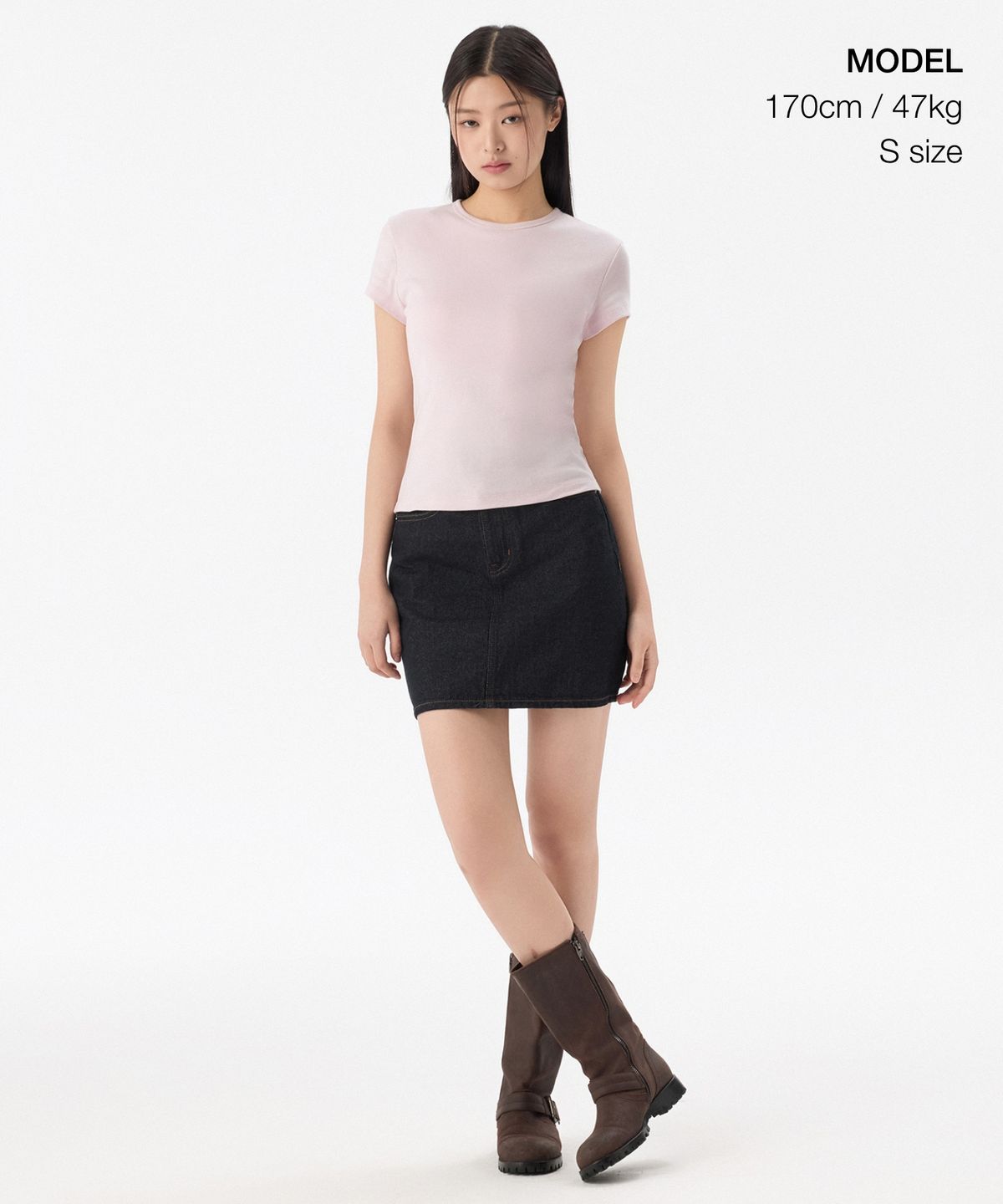 무신사 스탠다드 우먼(MUSINSA STANDARD WOMAN) 우먼즈 슬림 크루 넥 브라 티셔츠 [페일 핑크]