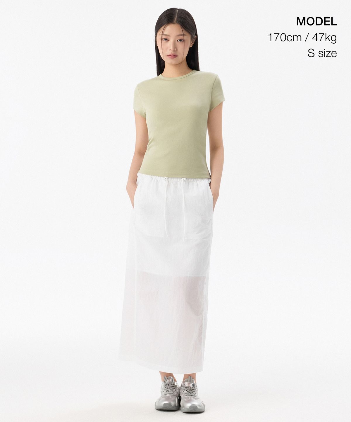 무신사 스탠다드 우먼(MUSINSA STANDARD WOMAN) 우먼즈 슬림 크루 넥 브라 티셔츠 [페일 그린]