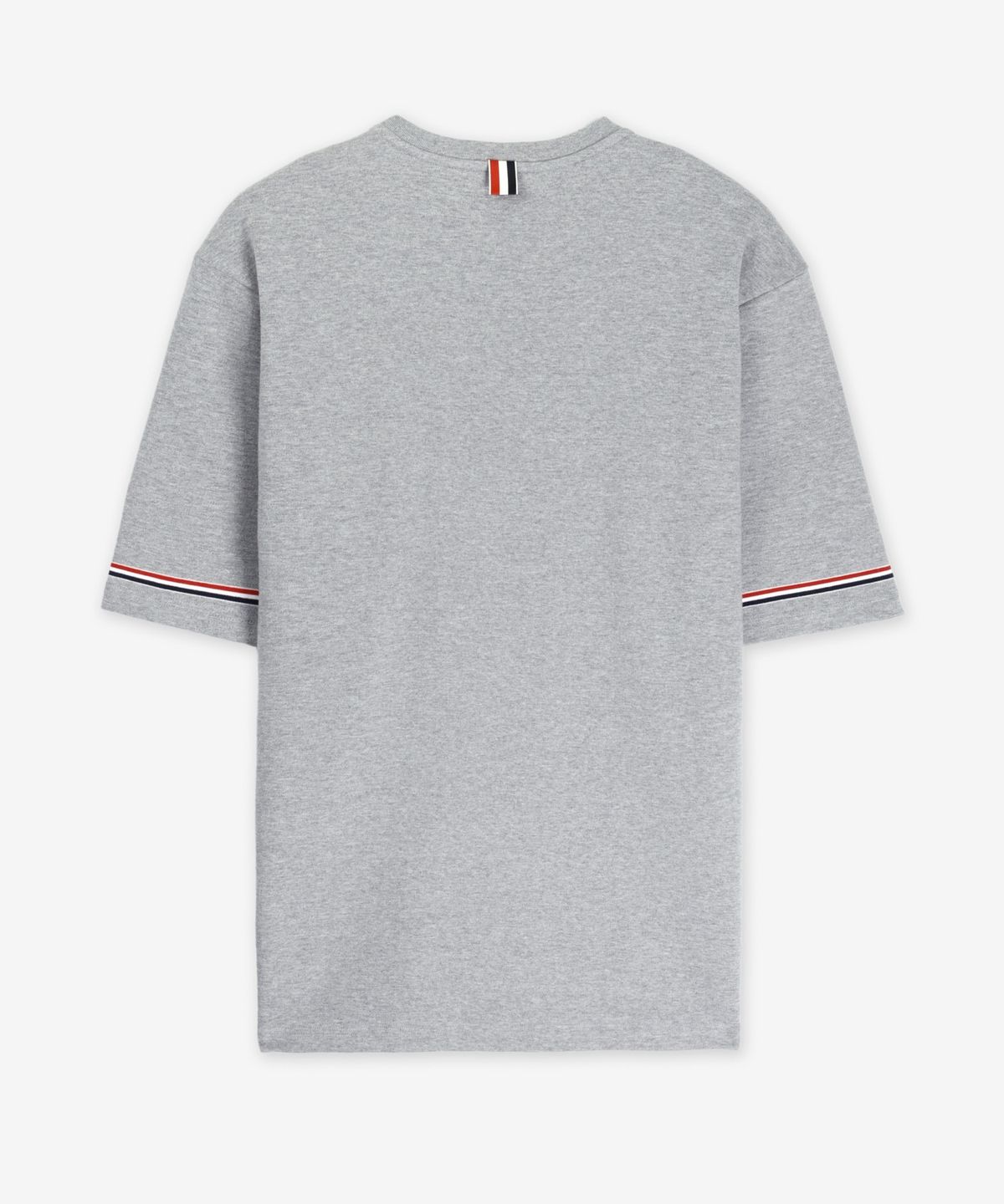 톰 브라운(THOM BROWNE) 럭비 핏 RWB 스트라이프 반소매 티셔츠 - 라이트 그레이 / MJS282AJ0199055
