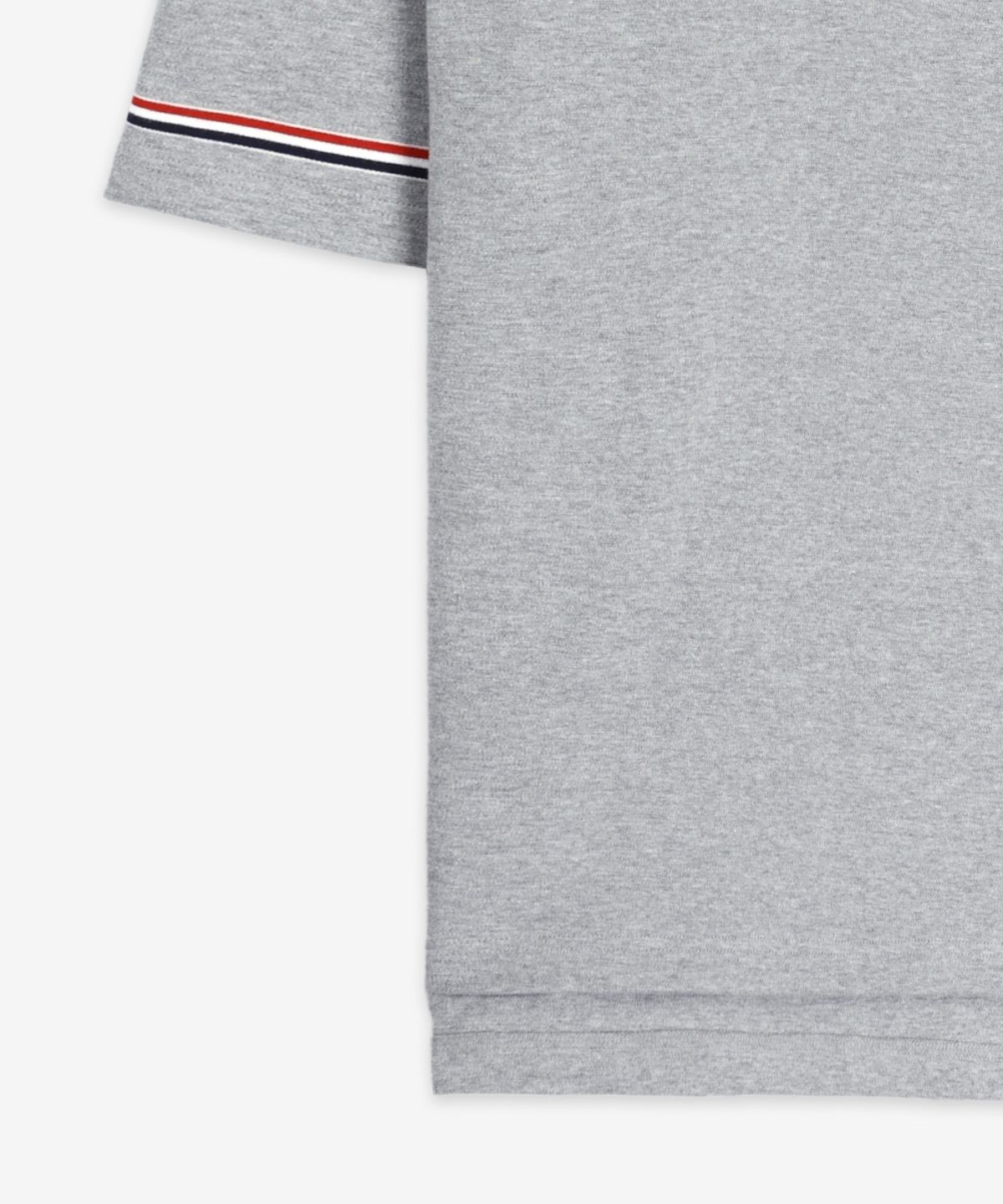 톰 브라운(THOM BROWNE) 럭비 핏 RWB 스트라이프 반소매 티셔츠 - 라이트 그레이 / MJS282AJ0199055