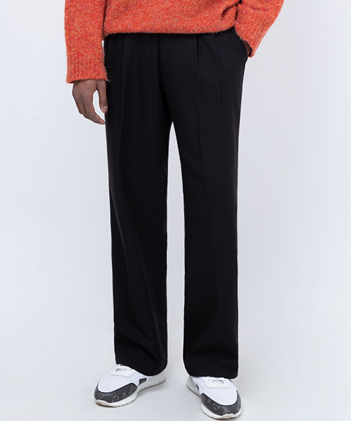 스트라이크(STRIKE) 엘리건트 더블 플리츠 와이드 팬츠 Elegant Double-Pleated Wide Trousers (BLACK)