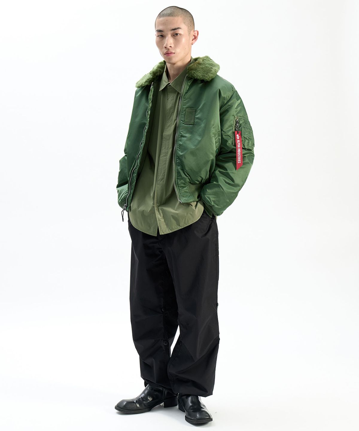 알파 인더스트리(ALPHA INDUSTRIES) B-15 헤리티지 핏 플라이트 자켓 세이지