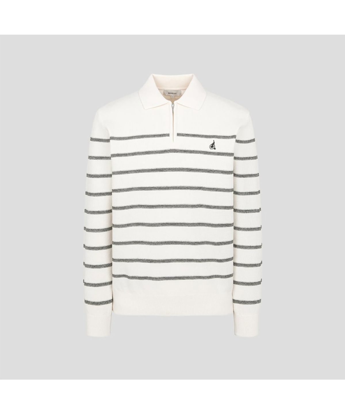 빈폴 멘(BEANPOLE MEN) 스트라이프 하프집업 니트  아이보리 (BC5251C060)