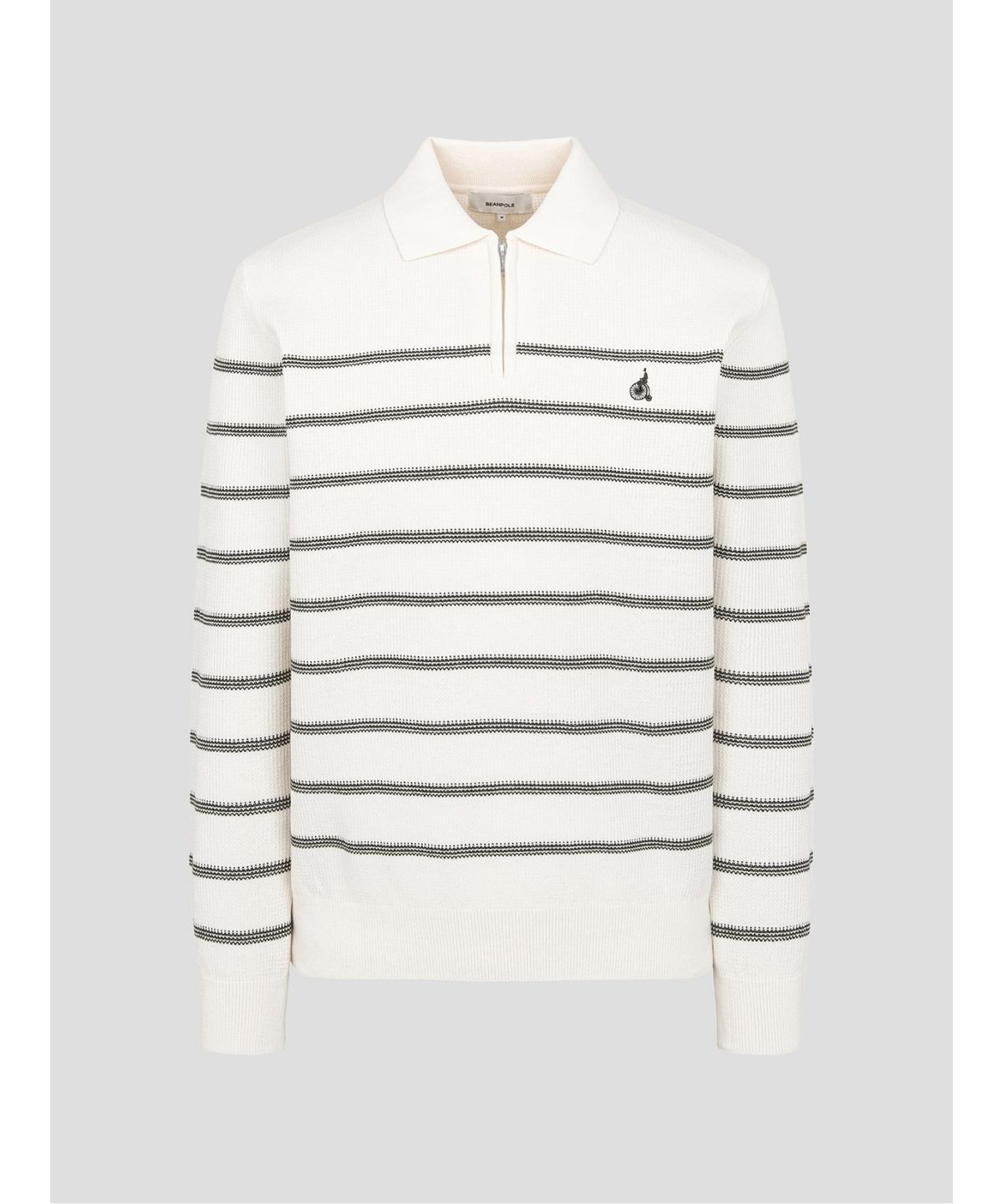 빈폴 멘(BEANPOLE MEN) 스트라이프 하프집업 니트  아이보리 (BC5251C060)