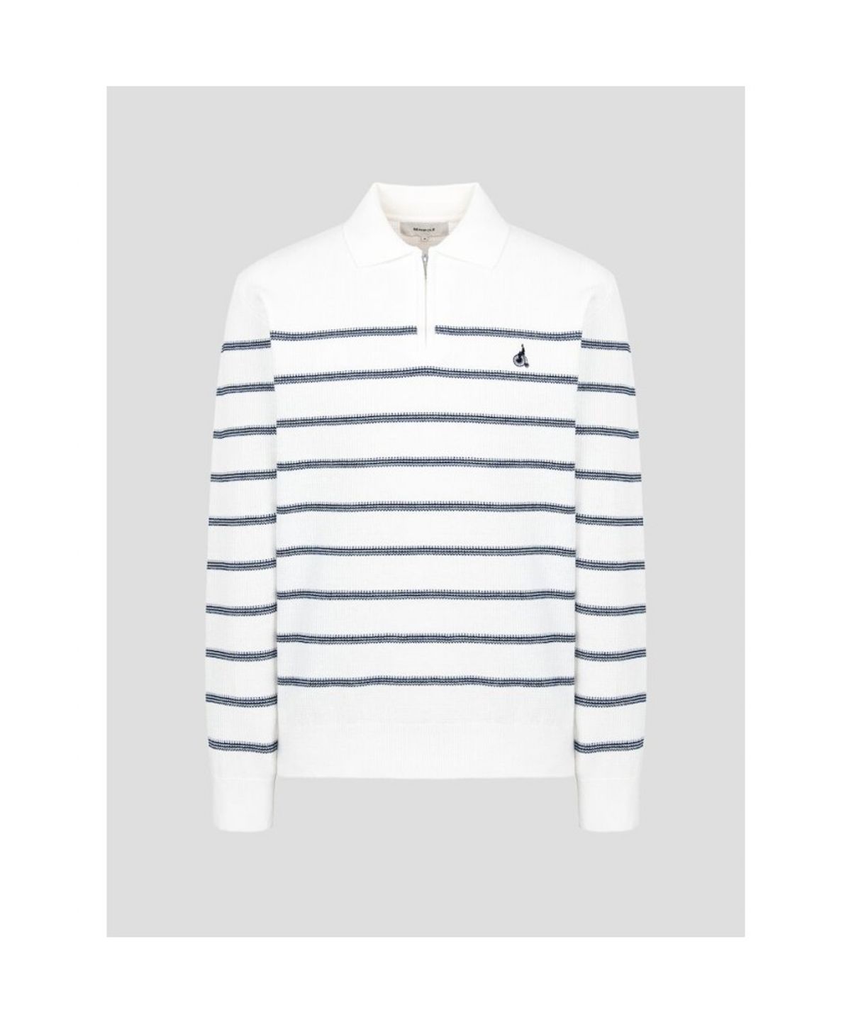 빈폴 멘(BEANPOLE MEN) 스트라이프 하프집업 니트  화이트 (BC5251C061)