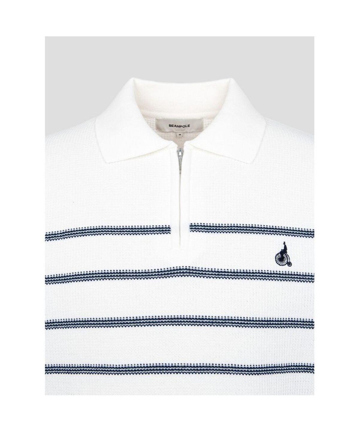 빈폴 멘(BEANPOLE MEN) 스트라이프 하프집업 니트  화이트 (BC5251C061)