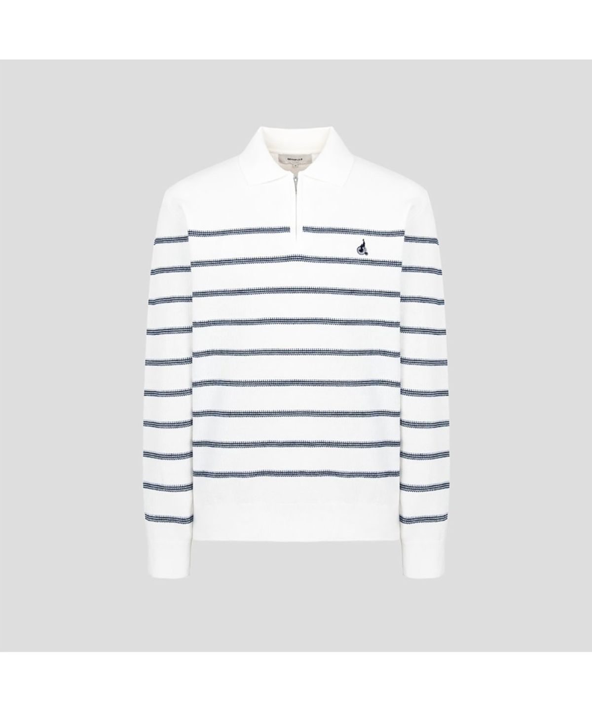 빈폴 멘(BEANPOLE MEN) 스트라이프 하프집업 니트  화이트 (BC5251C061)