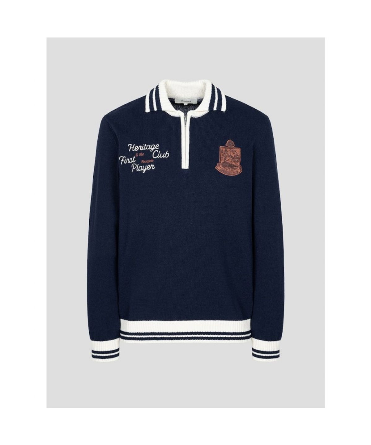 빈폴 멘(BEANPOLE MEN) 와펜 포인트 하프집업 니트  네이비 (BC5251C08R)