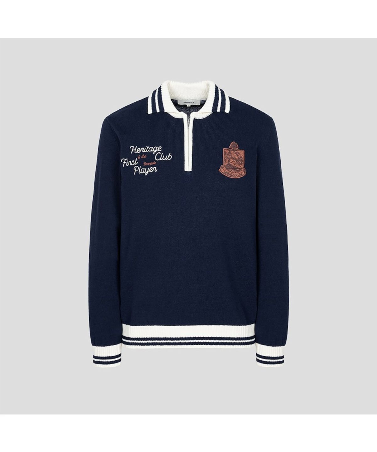 빈폴 멘(BEANPOLE MEN) 와펜 포인트 하프집업 니트  네이비 (BC5251C08R)