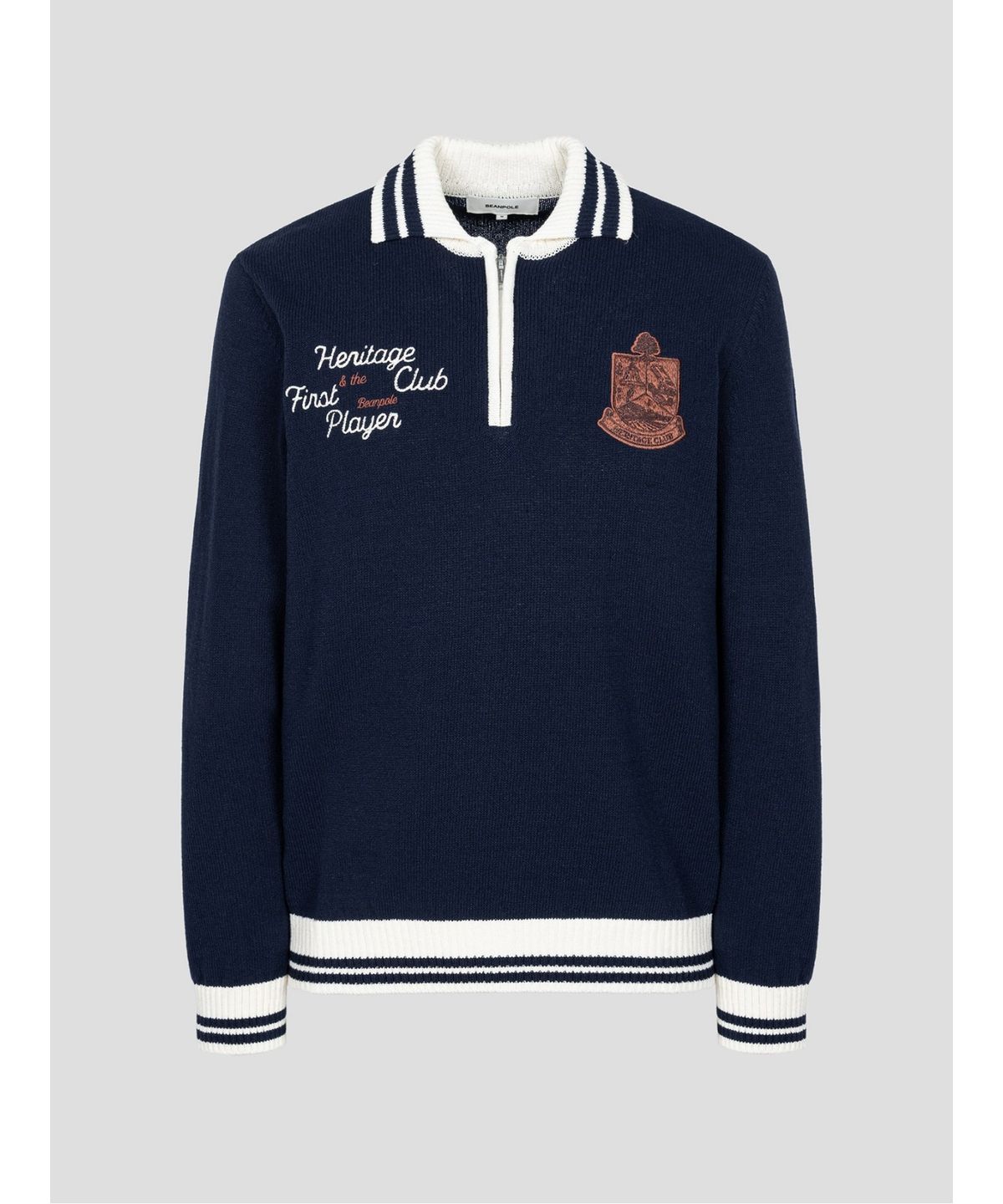 빈폴 멘(BEANPOLE MEN) 와펜 포인트 하프집업 니트  네이비 (BC5251C08R)