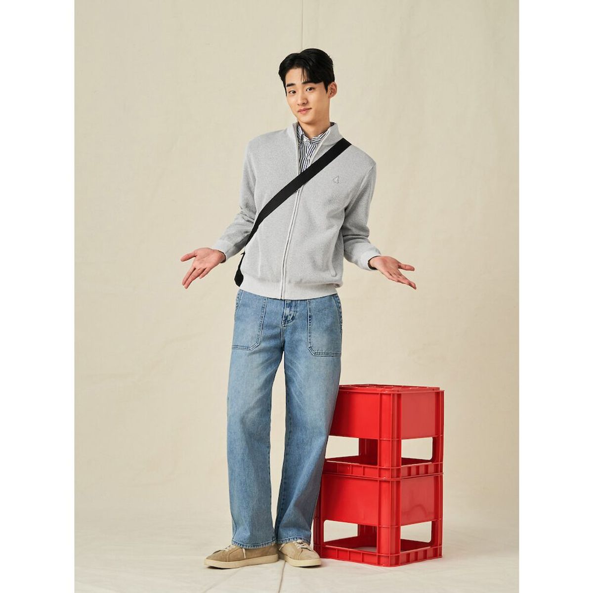 빈폴 멘(BEANPOLE MEN) 솔리드 풀집업 카디건  라이트 그레이 (BC525AC122)