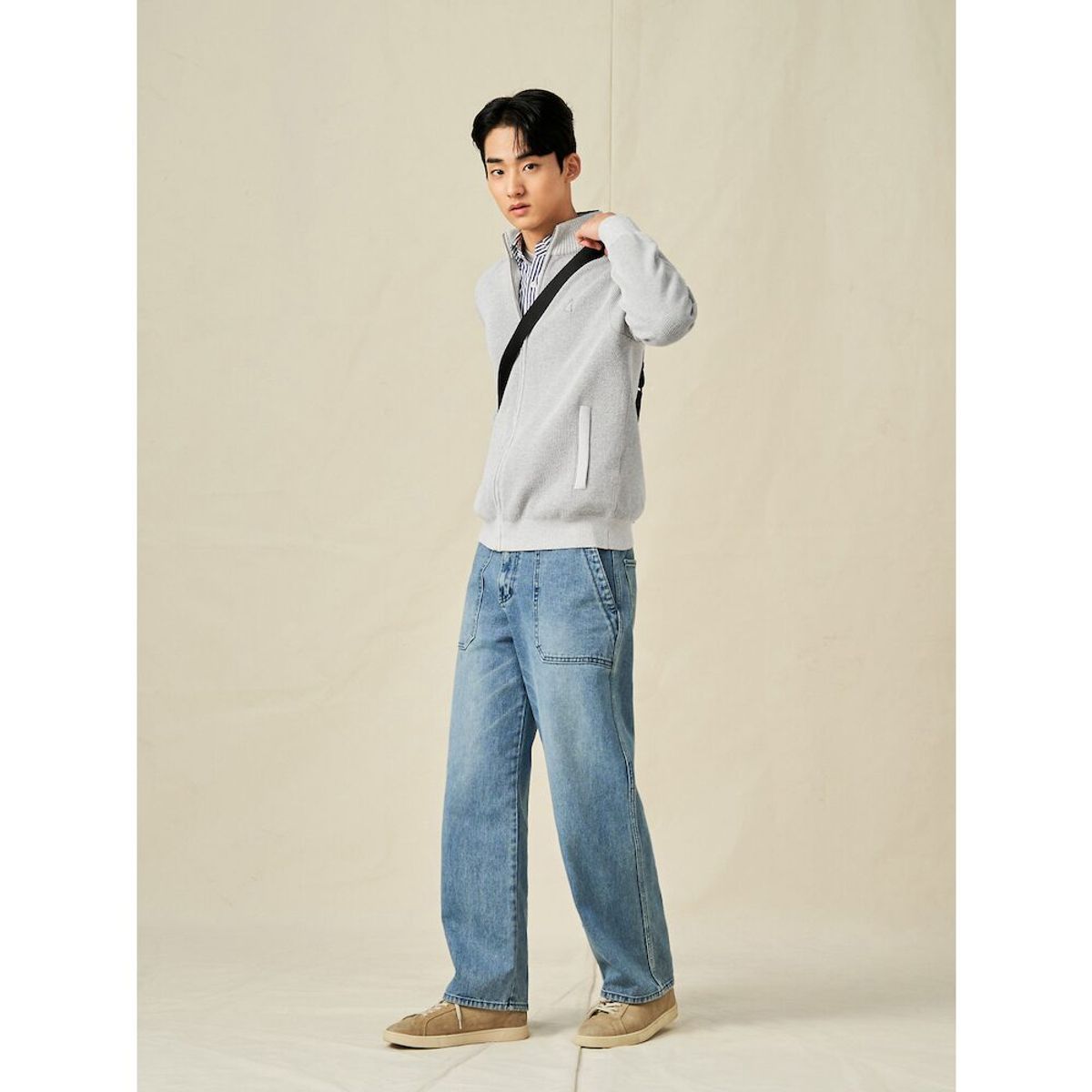 빈폴 멘(BEANPOLE MEN) 솔리드 풀집업 카디건  라이트 그레이 (BC525AC122)