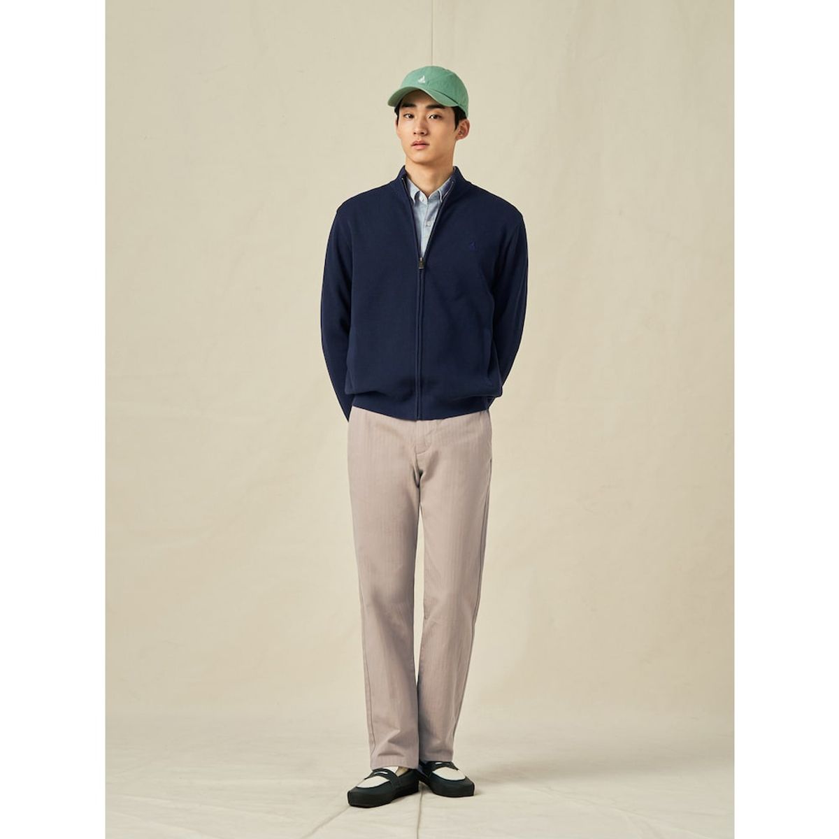 빈폴 멘(BEANPOLE MEN) 솔리드 풀집업 카디건  네이비 (BC525AC12R)