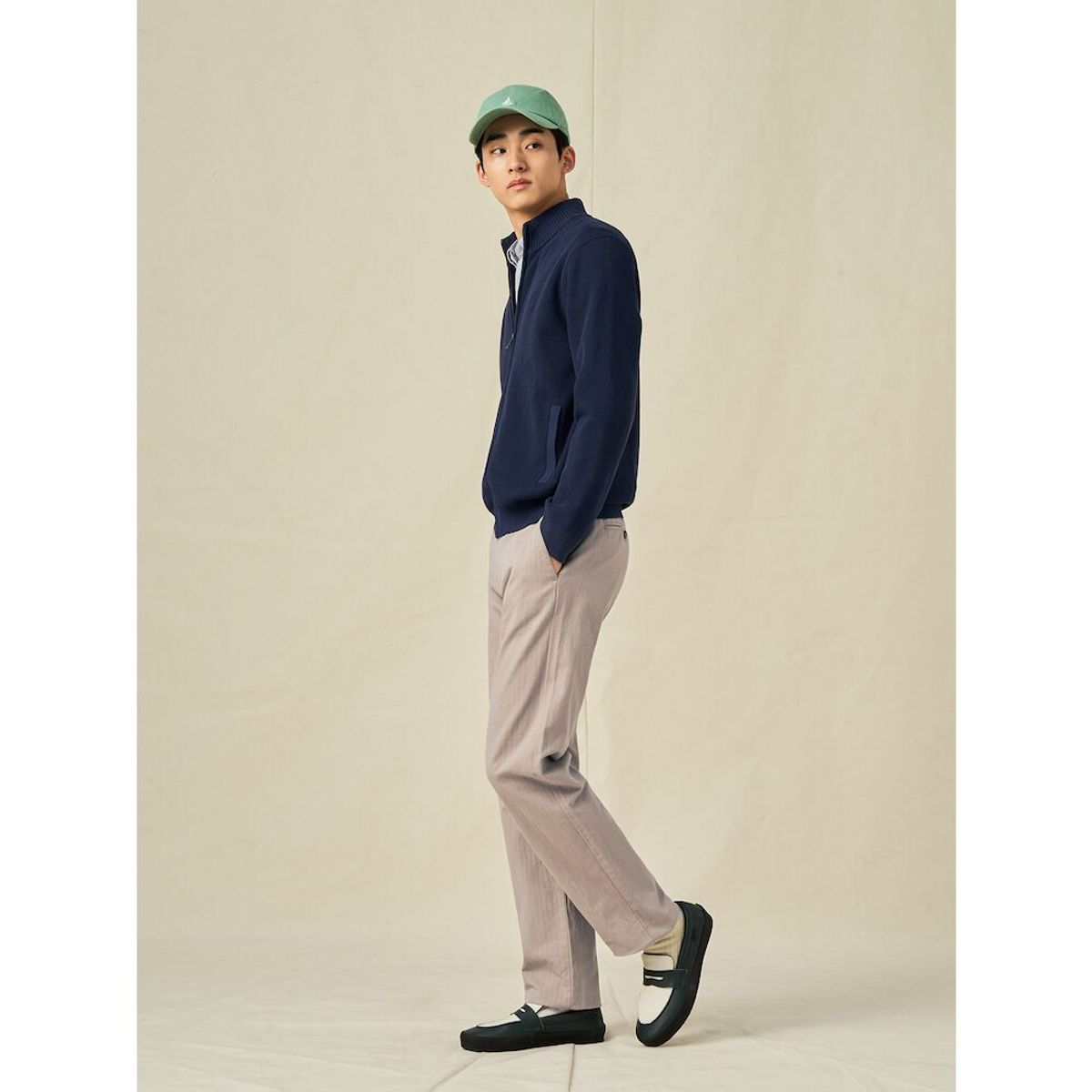 빈폴 멘(BEANPOLE MEN) 솔리드 풀집업 카디건  네이비 (BC525AC12R)
