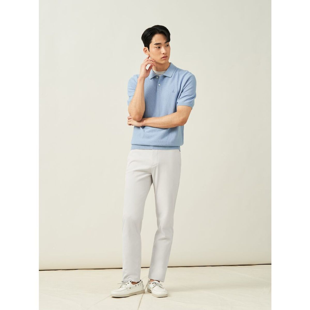 빈폴 멘(BEANPOLE MEN) 리넨 혼방 옥스포드 슬림 팬츠  아이보리 (BC5221C060)