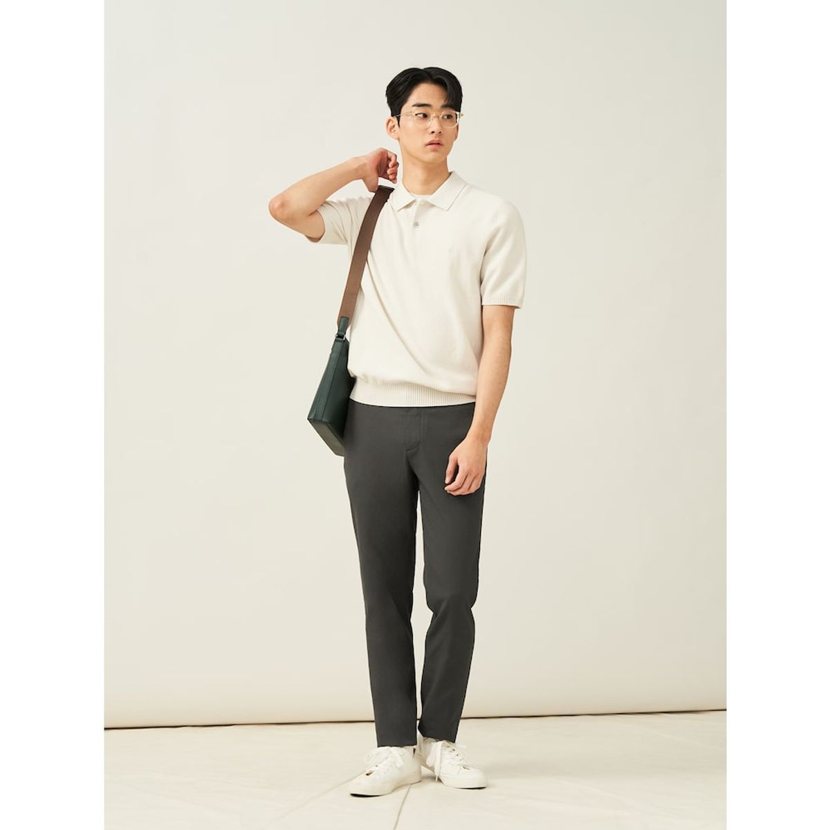 빈폴 멘(BEANPOLE MEN) 리넨 혼방 옥스포드 슬림 팬츠  카키
