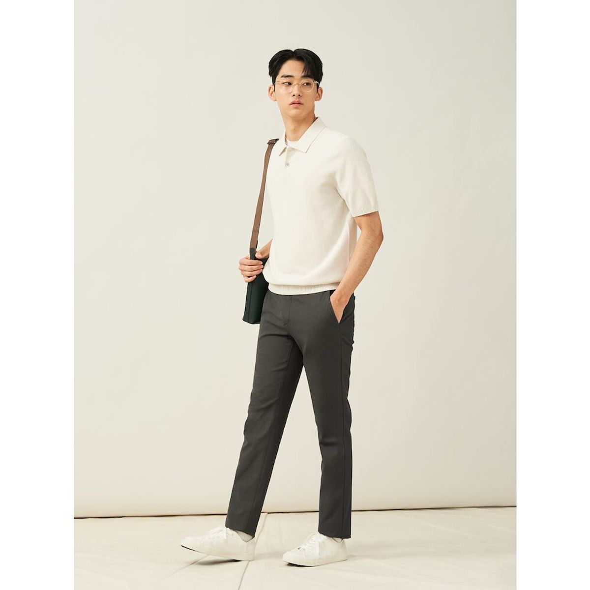 빈폴 멘(BEANPOLE MEN) 리넨 혼방 옥스포드 슬림 팬츠  카키