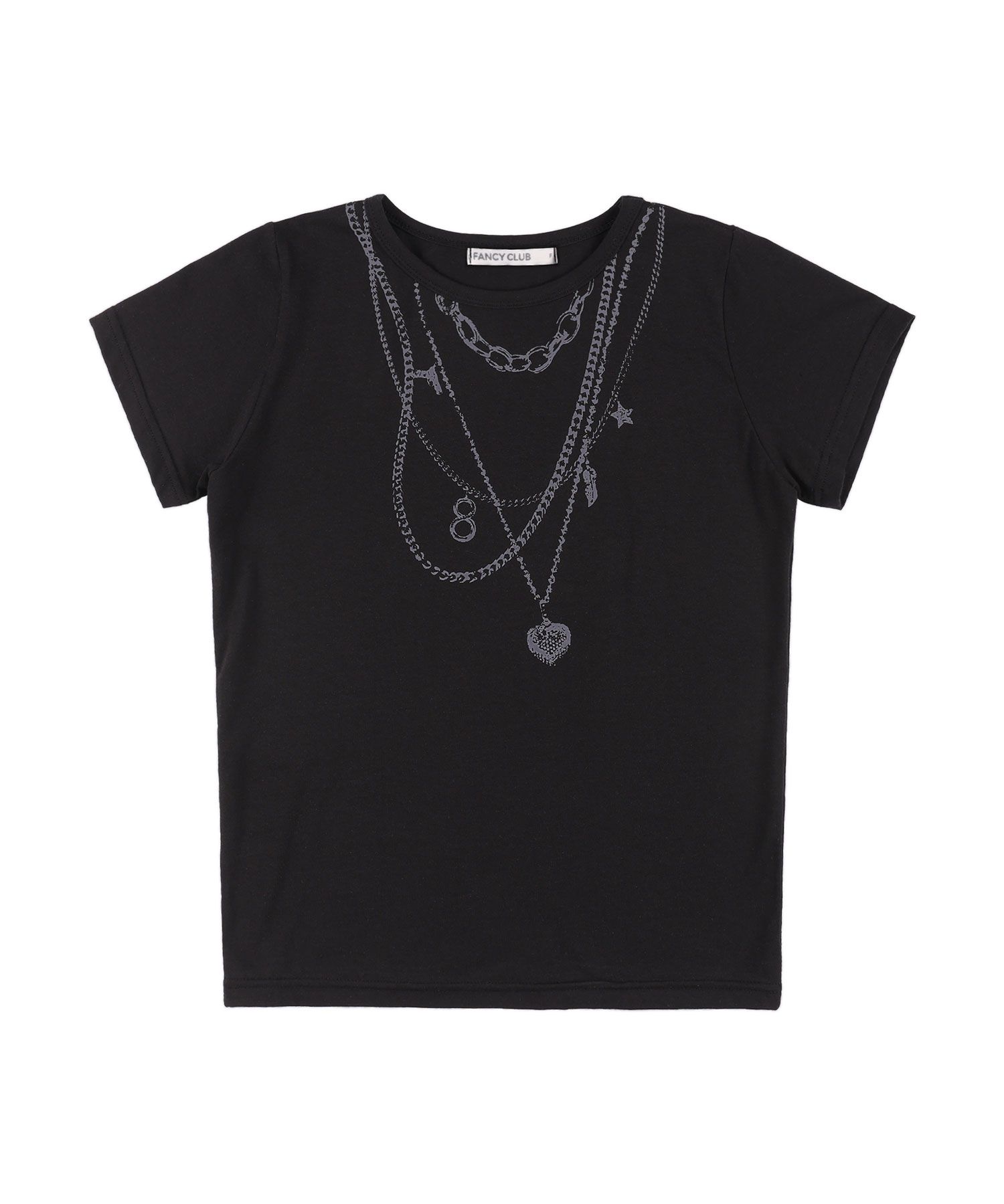 ◆NASTY FANCY CLUB◆ Dual Charm Necklace Tee BLACK F25QB097 MUSINSA | FANCY CLUB Dual Charm Necklace Tee (BLACK) F25QB097