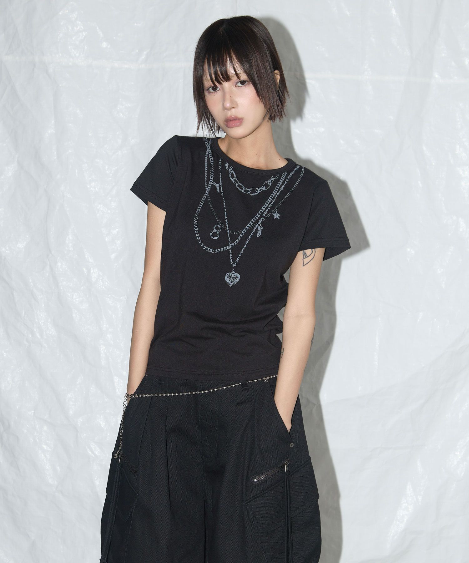 [FANCY CLUB] Tシャツ 半袖 DUAL CHARM NECKLACE TEE (2color) FANCY CLUB】DUAL CHARM NECKLACE TEE / 【ファンシークラブ