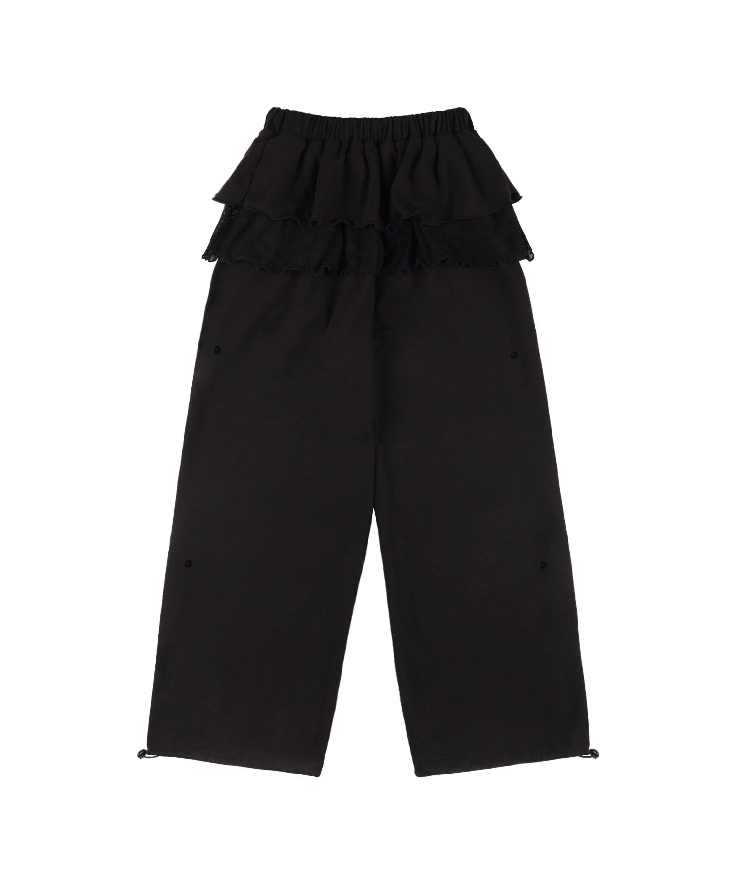 MUSINSA | FANCY CLUB Frill Lace Button Sweatpants (BLACK