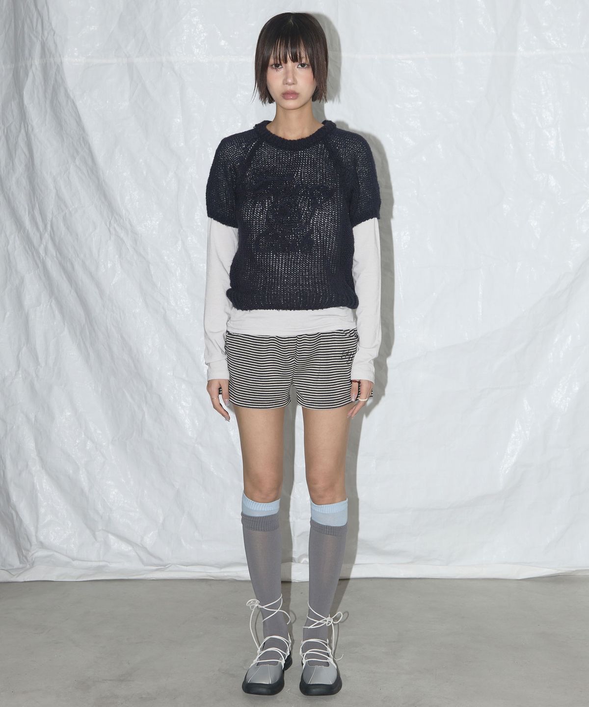 팬시클럽(FANCY CLUB) FY 스트라이프 마이크로 숏팬츠 (BLACK) F25QD898