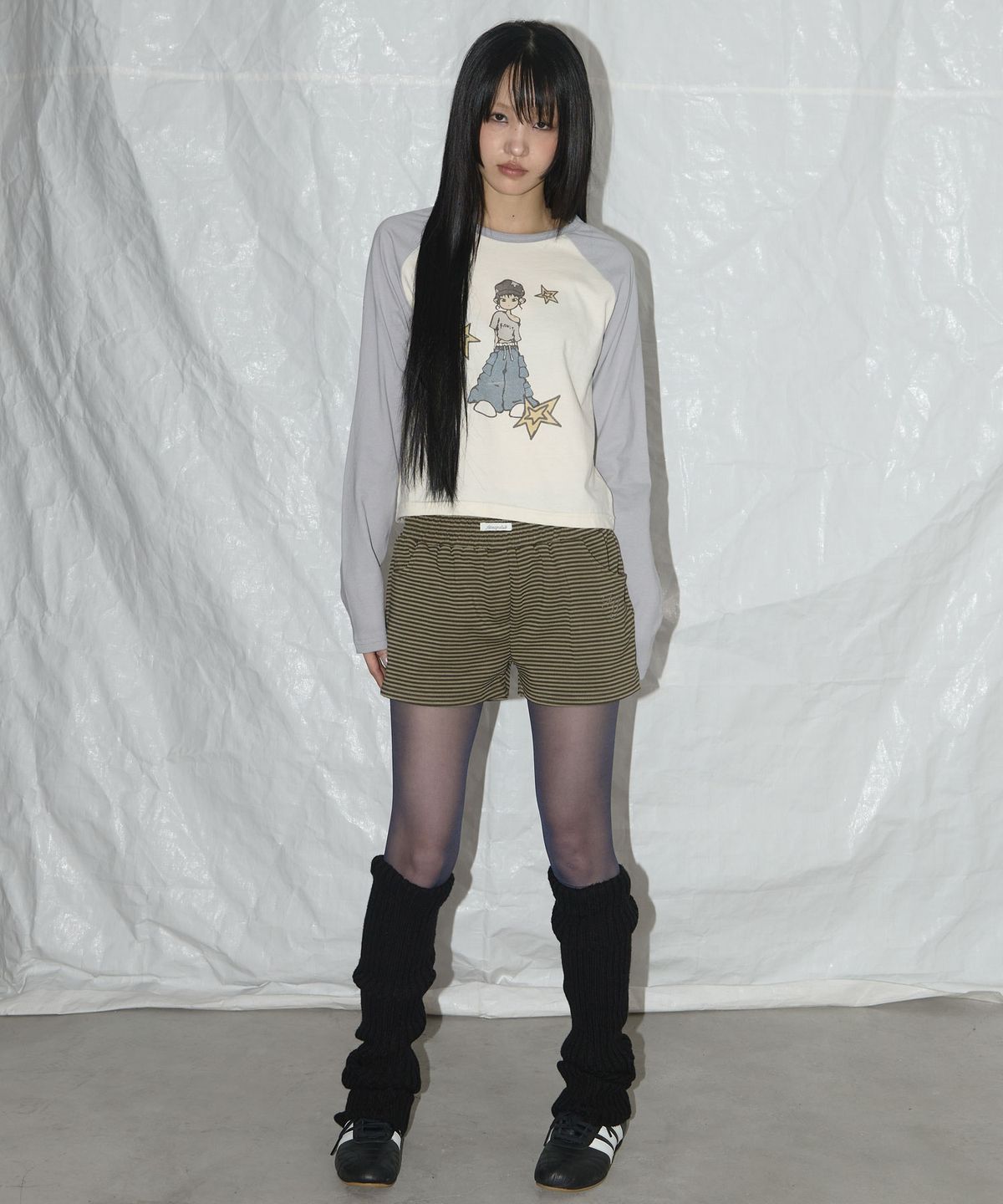 팬시클럽(FANCY CLUB) FY 스트라이프 마이크로 숏팬츠 (KHAKI) F25QD898
