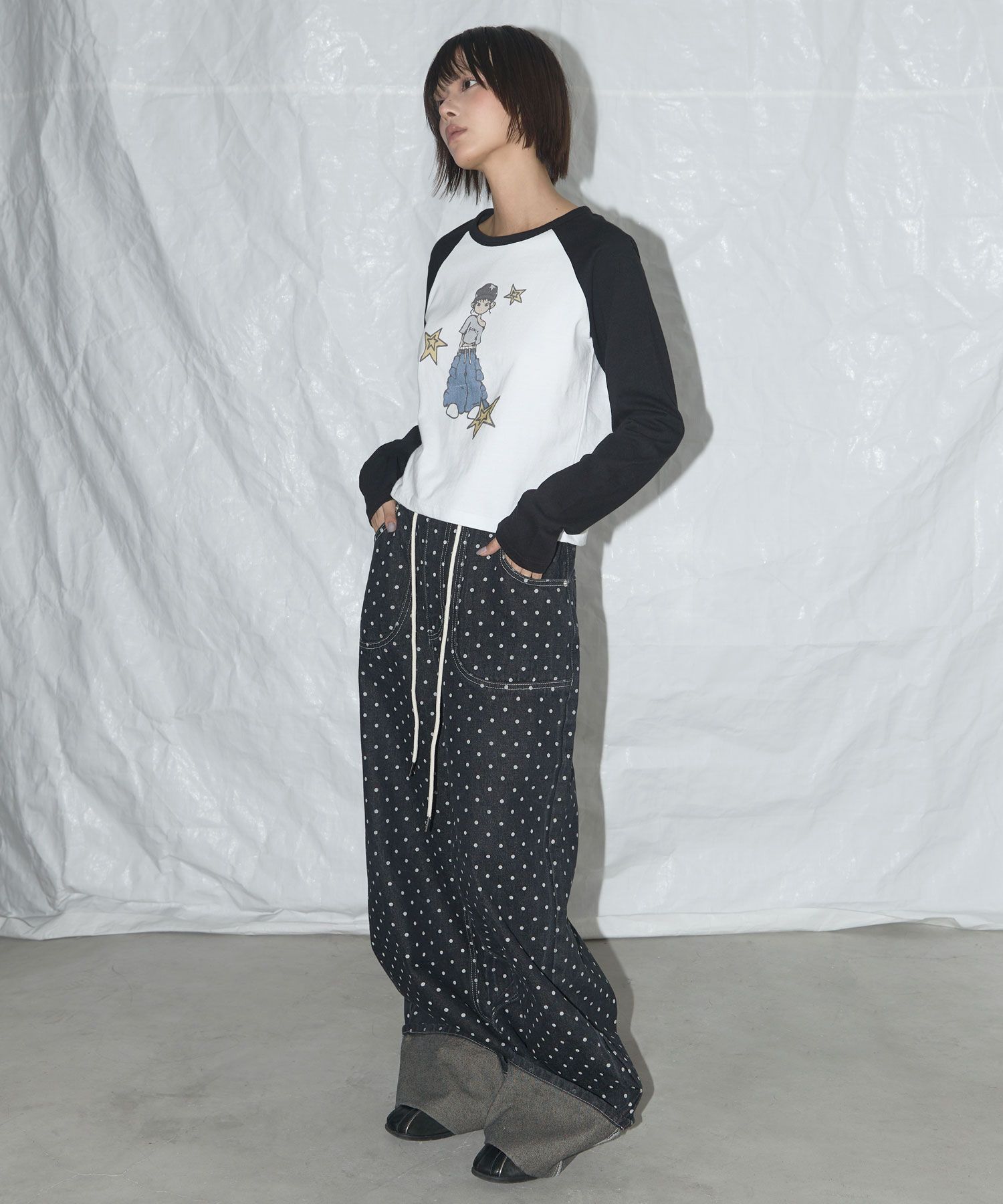 パンツ FANCY CLUB STRING DOT ROLL-UP PANTS 5BMM194 A'GEM/9 × .kom 『 FANCY CLUB/ファンシークラブ』 STRING DOT