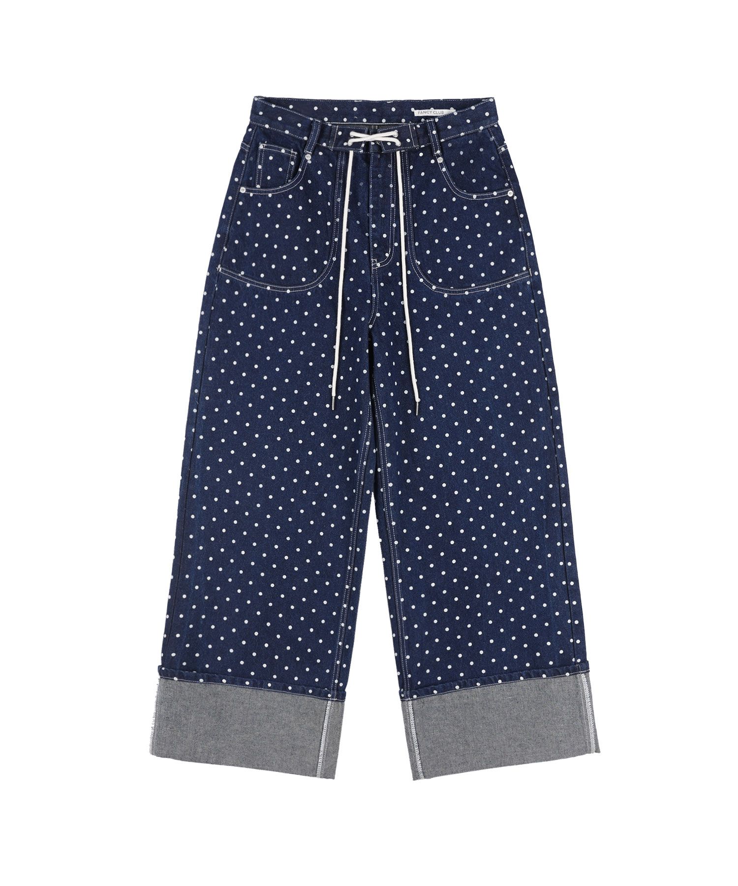 ■FANCY CLUB■ STRING DOT ROLL-UP PANTS (BLUE) MUSINSA | FANCY CLUB String Dot Roll-up Pants (BLUE) F25QD890