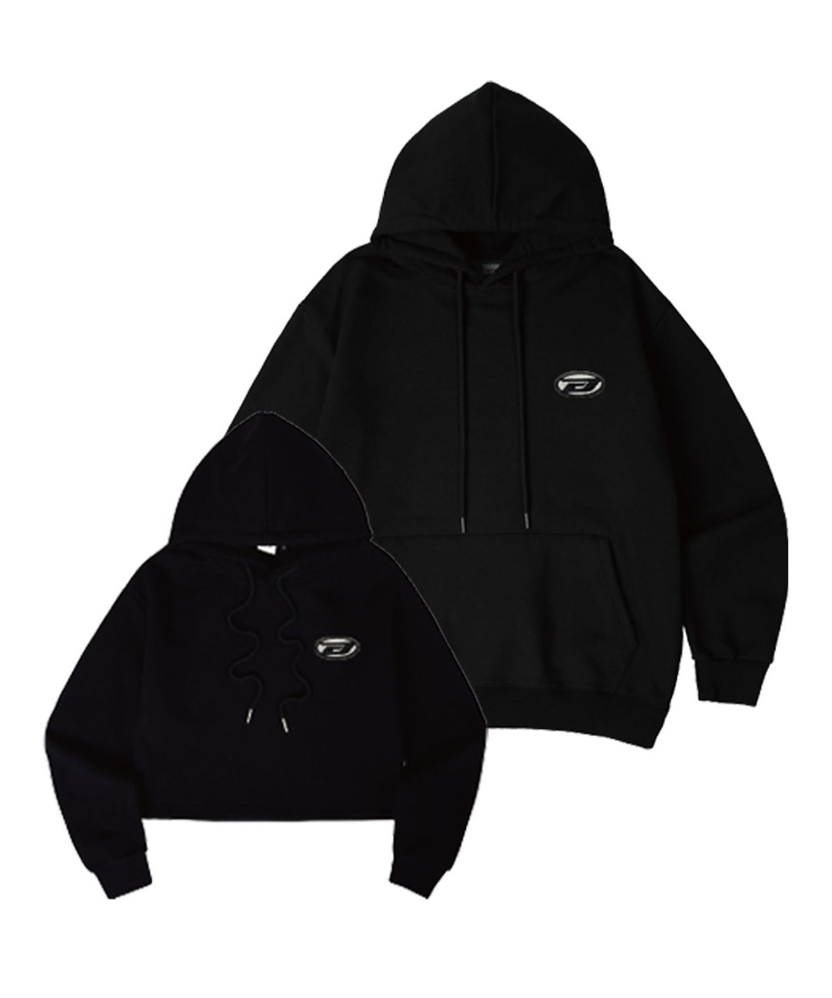 본챔스(BORN CHAMPS) [3 COLORS] B LOGO 아플리케 크롭 & 오버핏 후드 SET B25ST13