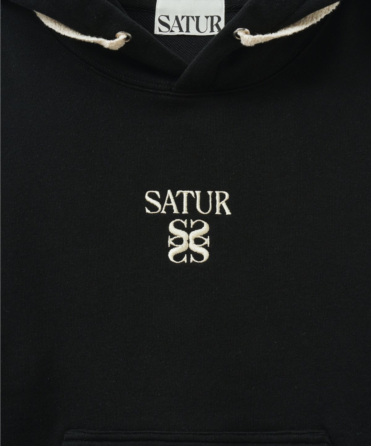 세터(SATUR) (W) 아페로 포켓 크롭 후드 티셔츠 블랙