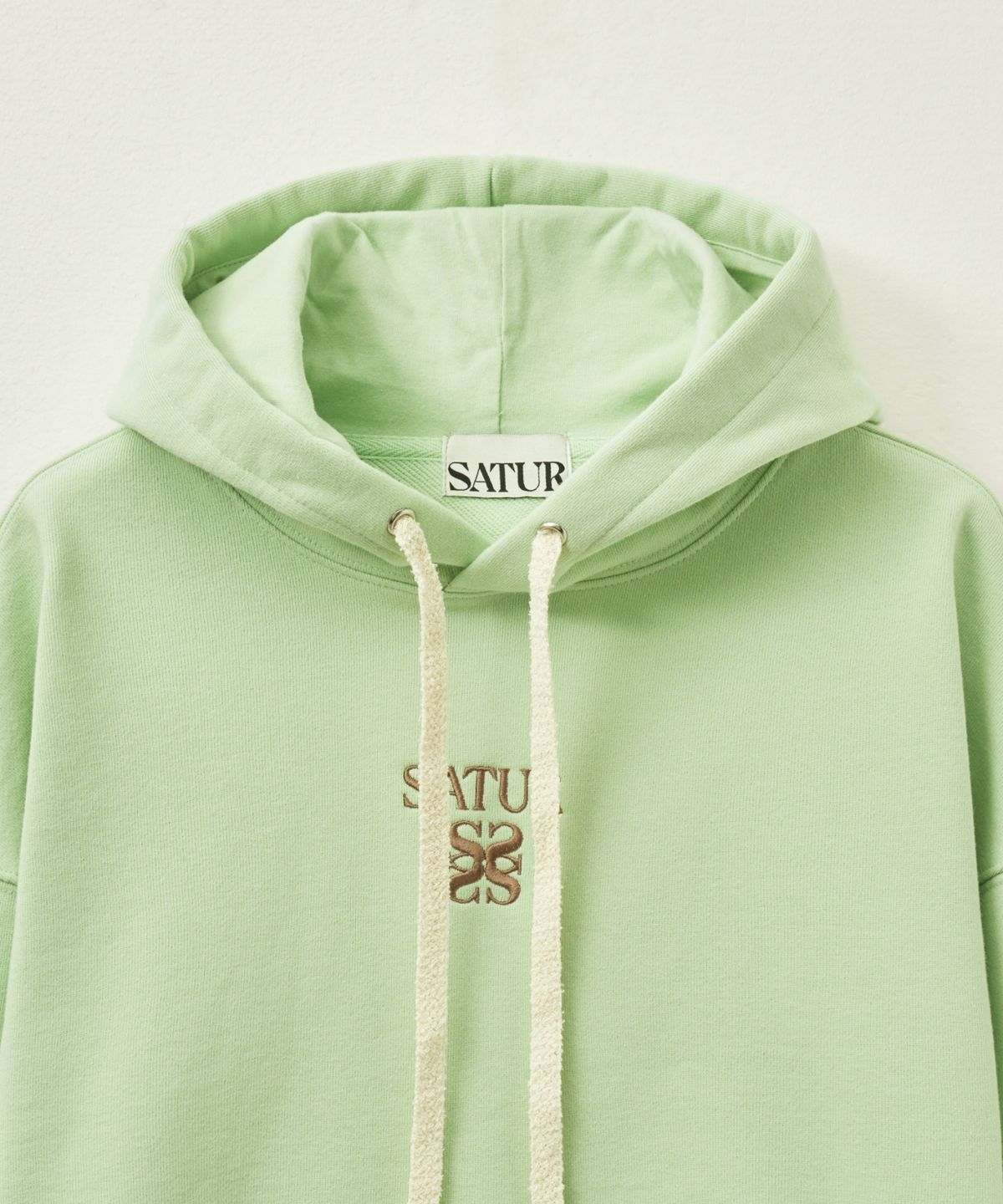 세터(SATUR) (W) 아페로 포켓 크롭 후드 티셔츠 라이트 그린