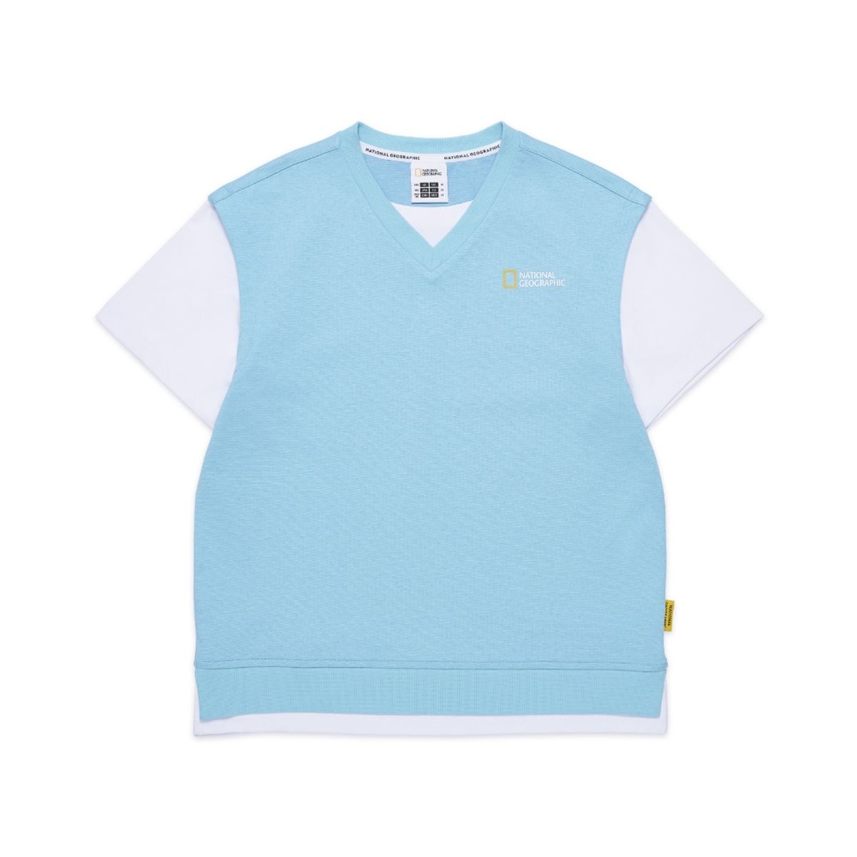내셔널지오그래픽 키즈(NATIONAL GEOGRAPHIC KIDS) K252UPB920 컬러블럭 5부 상하 SET SKYMINT