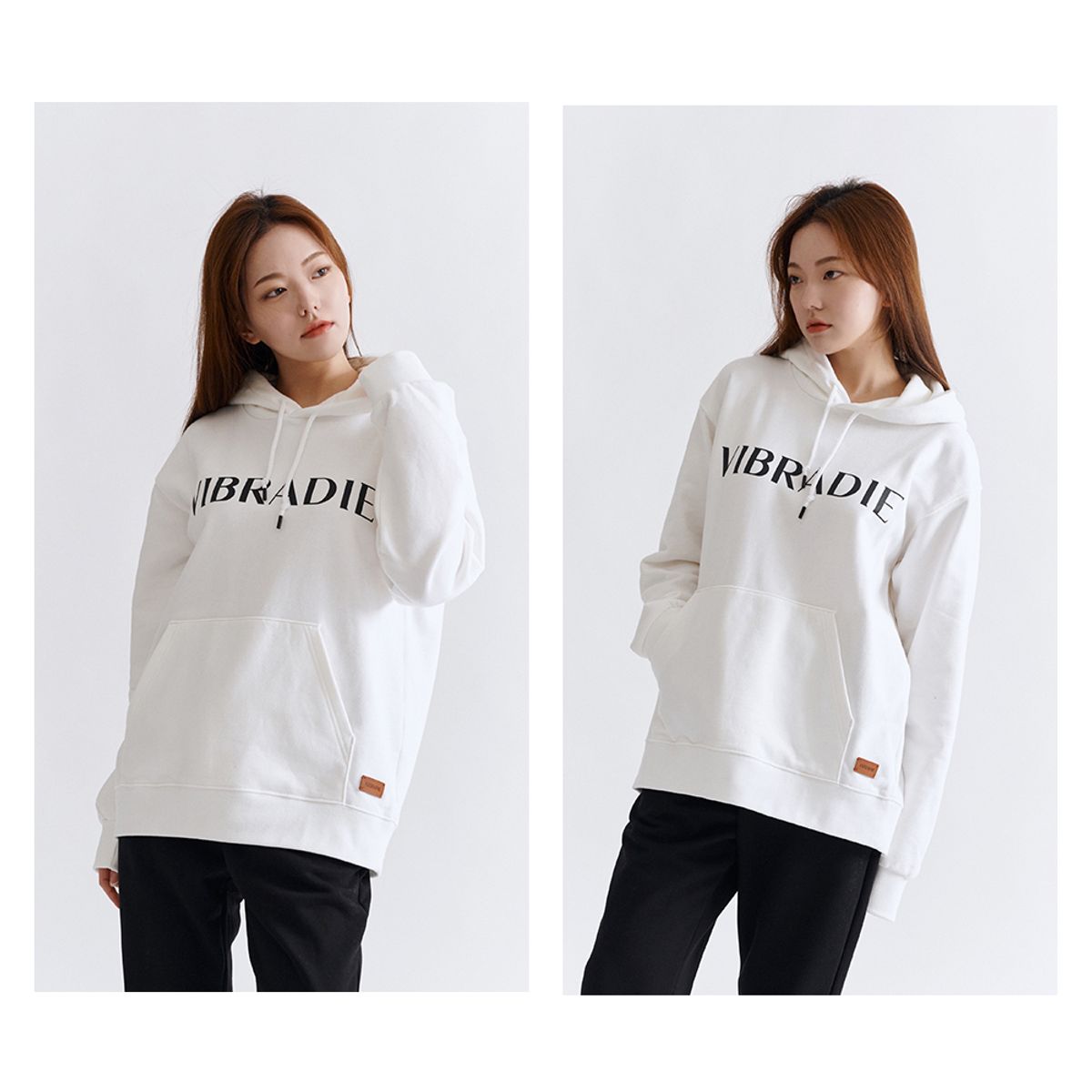바이브라디(VIBRADIE) VB 여성 로고 화이트 후드티