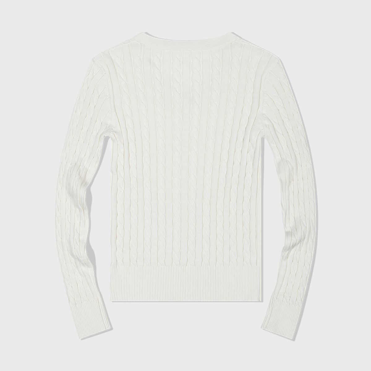 모아(MOAA) Cable Knit V-Neck Sweater (WHITE)