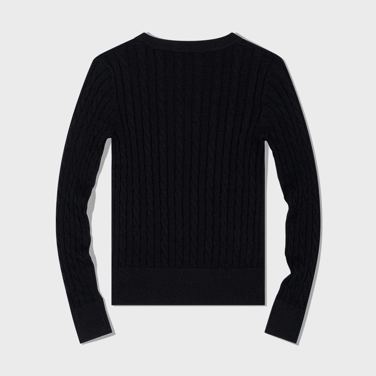 모아(MOAA) Cable Knit V-Neck Sweater (BLACK)