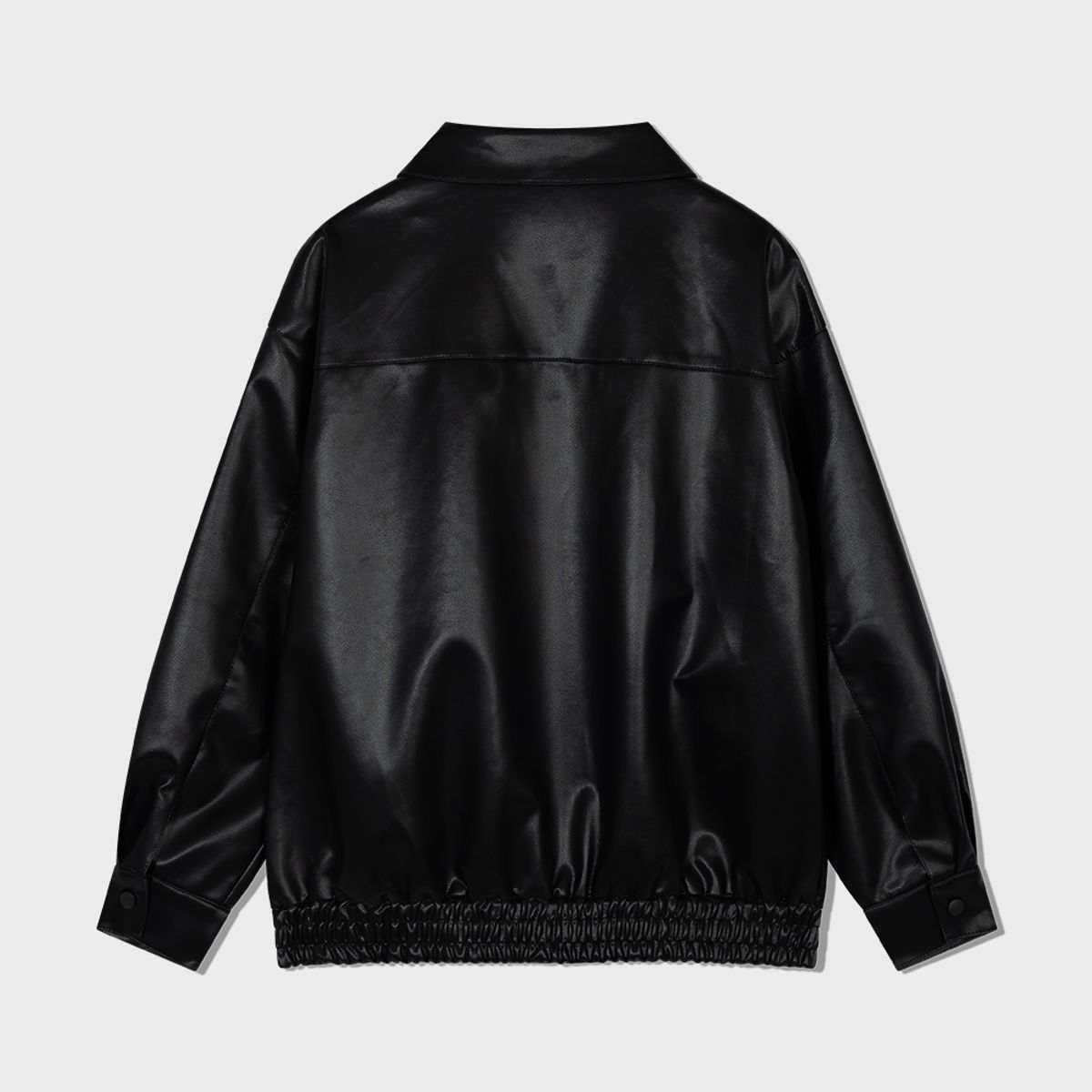 모아(MOAA) Oversized Faux pu-Leather Jacket (BLACK)