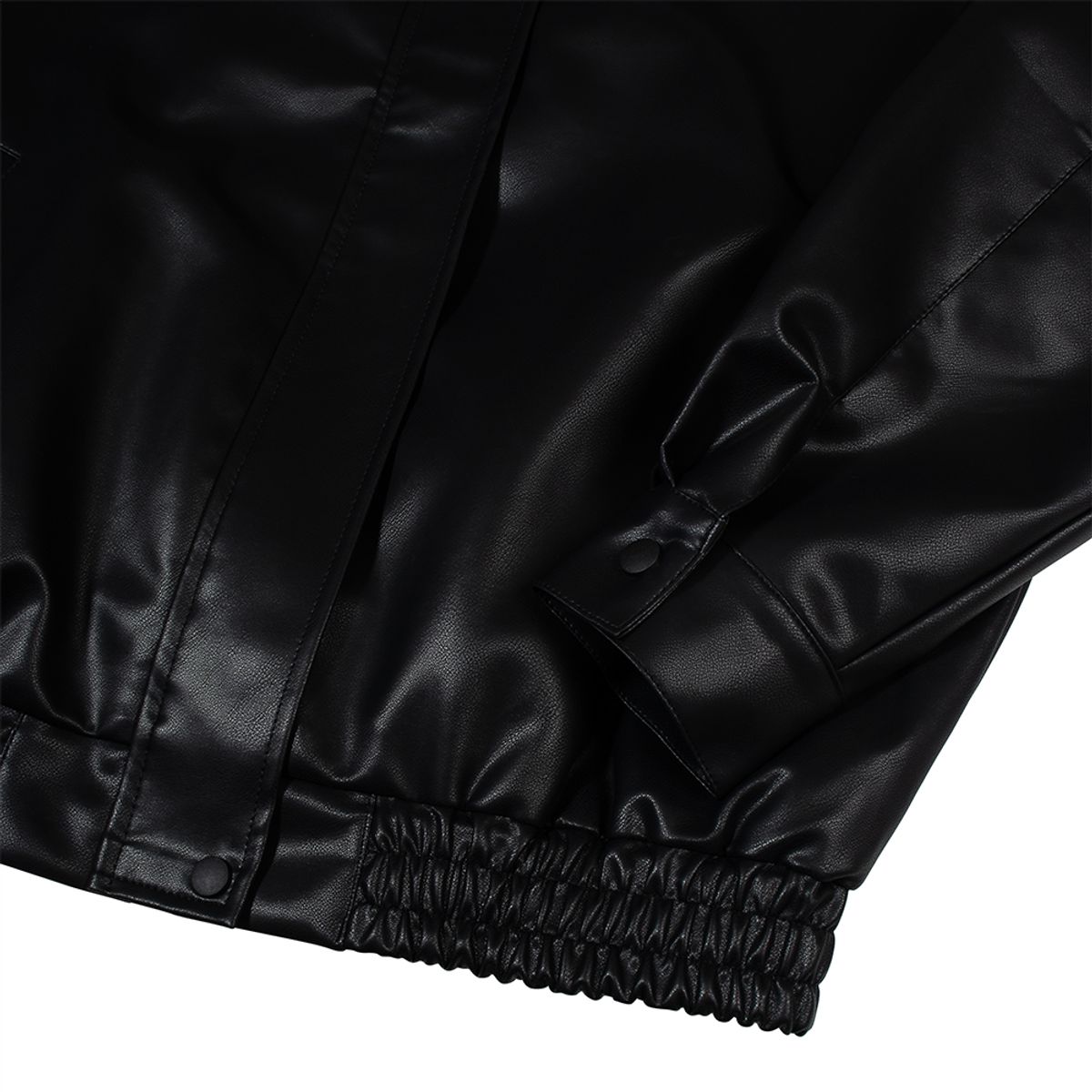 모아(MOAA) Oversized Faux pu-Leather Jacket (BLACK)