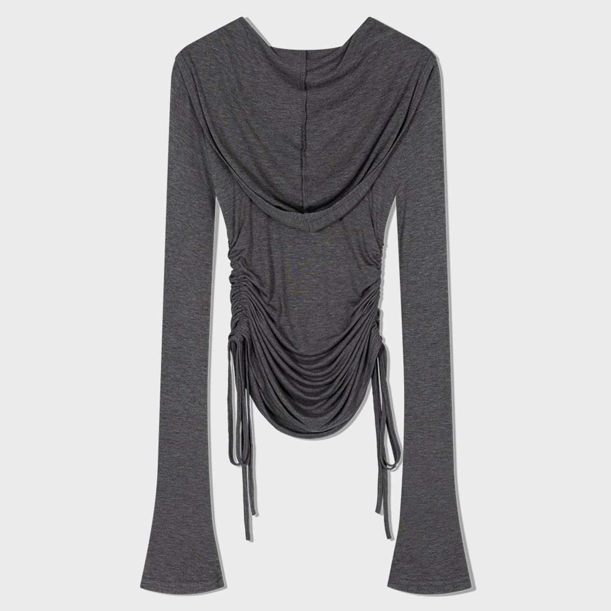 모아(MOAA) Hooded ring snap shirring top (GRAY)