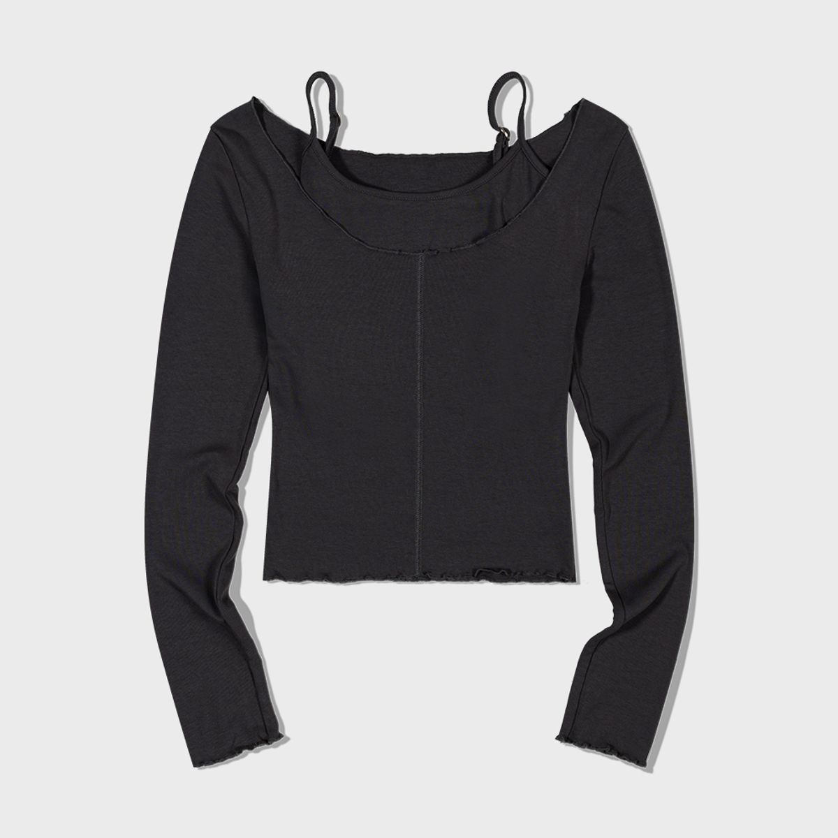 모아(MOAA) Layered Squar Neck Top (CHARCOAL) inner set