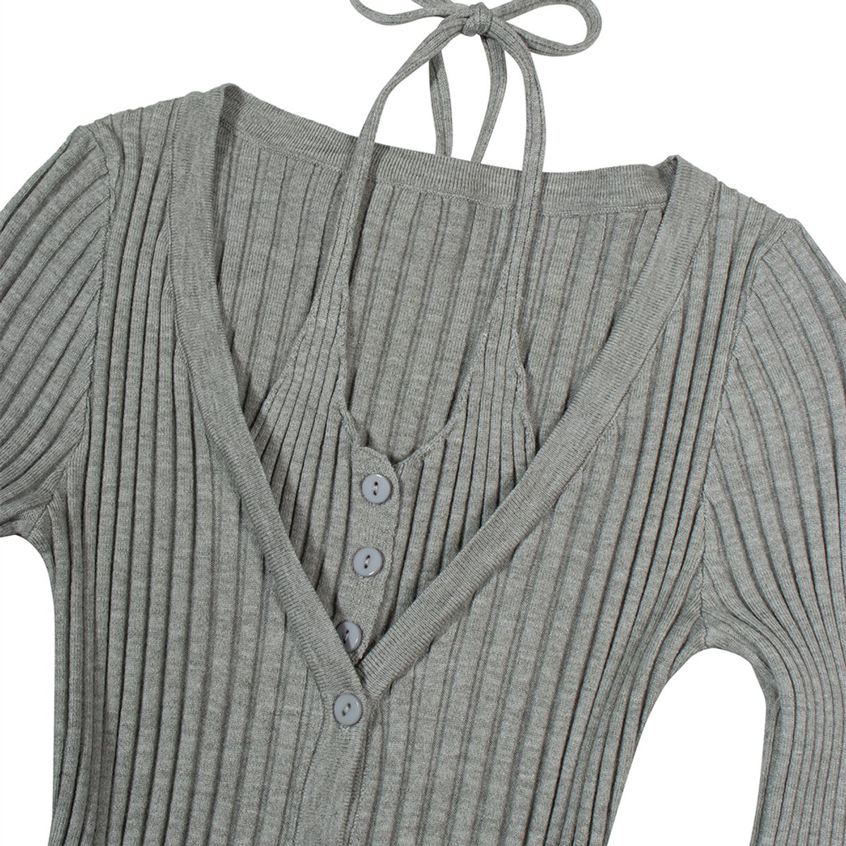 모아(MOAA) Rib Button-Up Cardigan (GRAY)