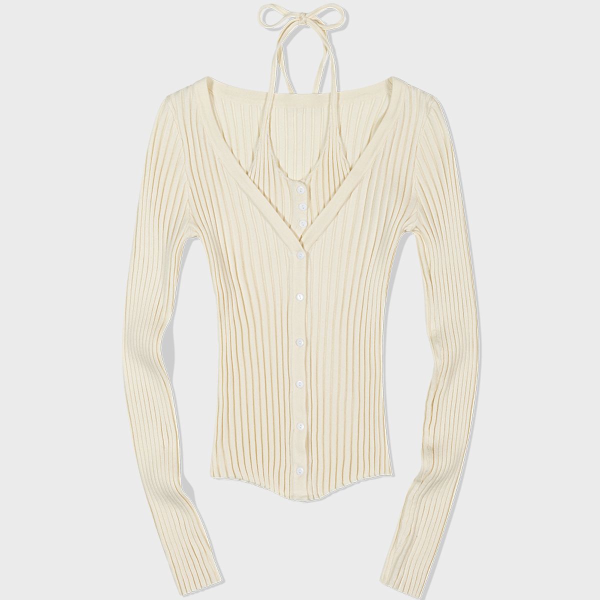 모아(MOAA) Rib Button-Up Cardigan (IVORY)