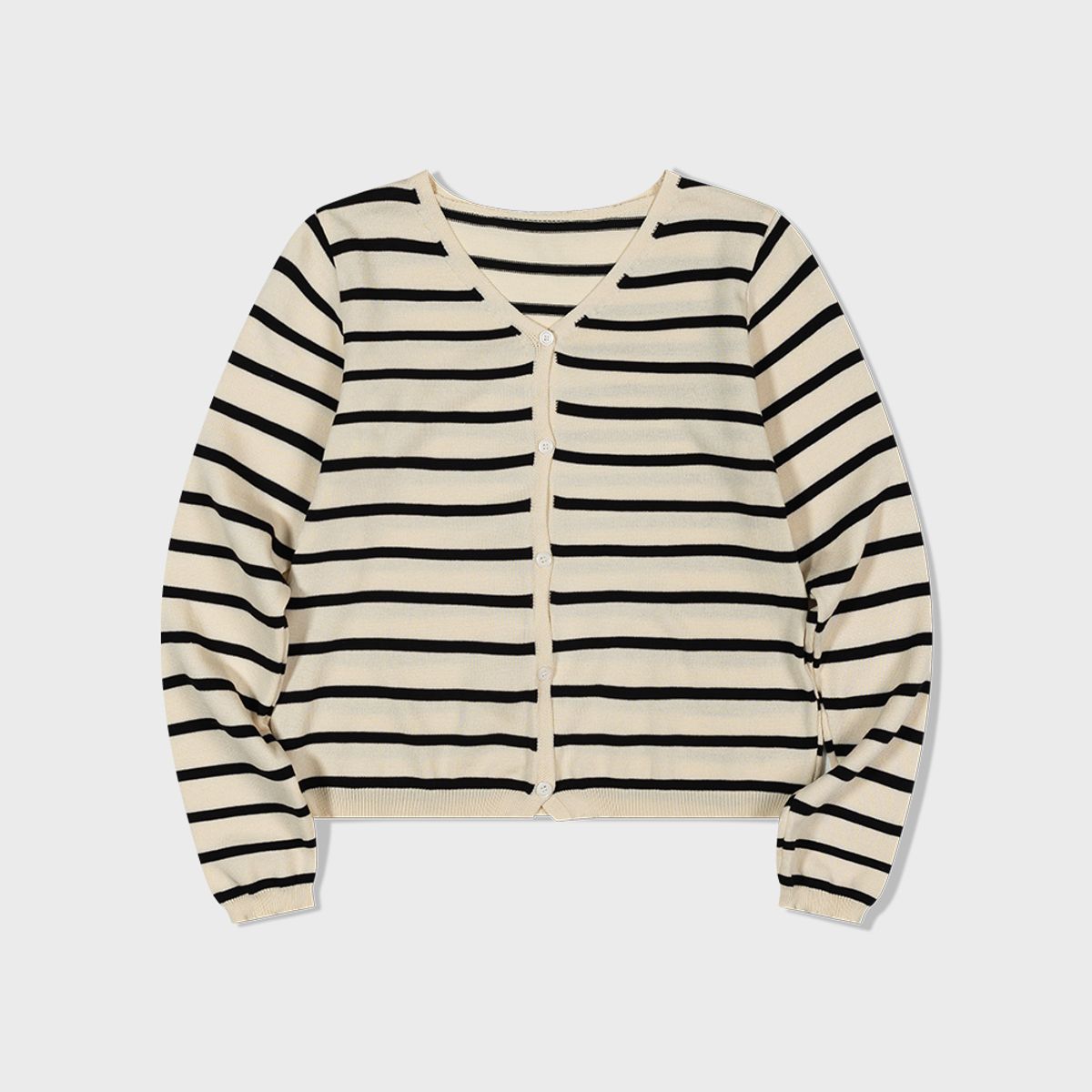 모아(MOAA) Striped Cropped Button Cardigan (IVORY) inner set