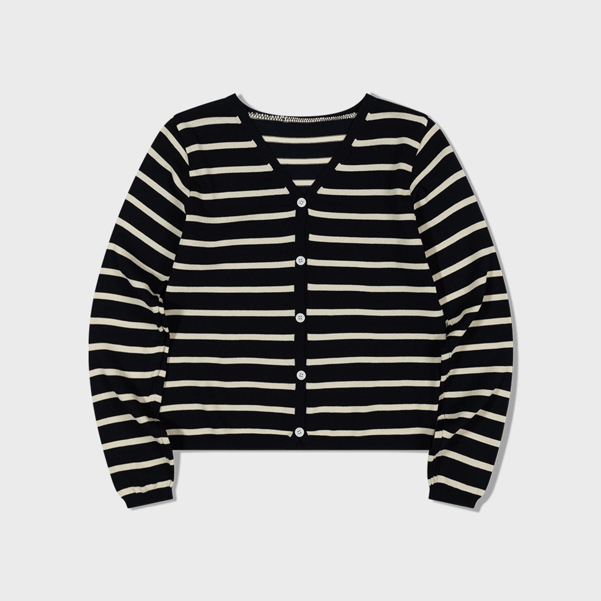 모아(MOAA) Striped Cropped Button Cardigan (NAVY) inner set