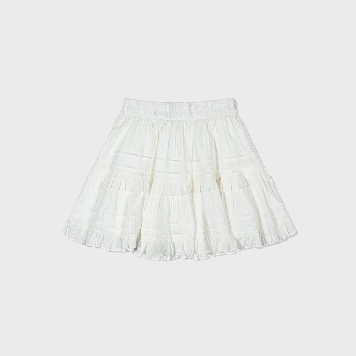모아(MOAA) Tiered Ruffle Mini Skirt (WHITE)