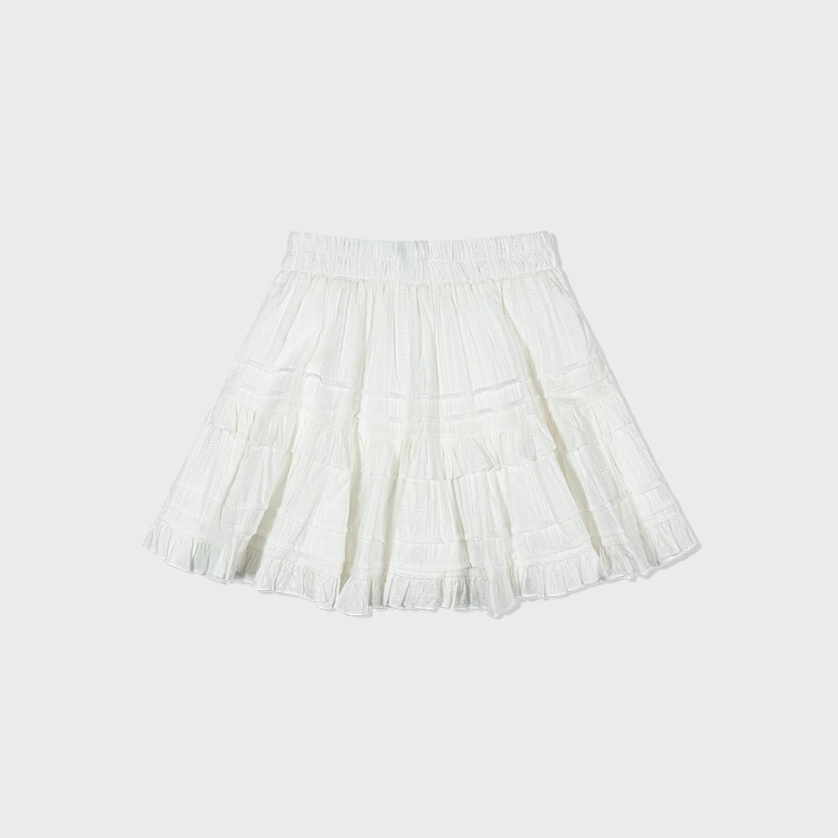 모아(MOAA) Tiered Ruffle Mini Skirt (WHITE)